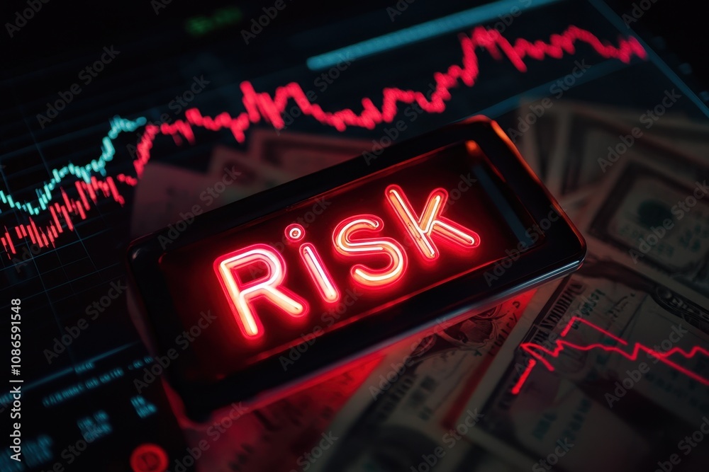 Flickering Neon Risk Sign: Highlighting Common Investing Mistakes Amid Market Volatility Flickering Neon Risk Sign: Highlighting Common Investing Mistakes Amid Market Volatility