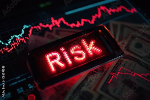 Wallpaper Mural Flickering Neon Risk Sign: Highlighting Common Investing Mistakes Amid Market Volatility Torontodigital.ca