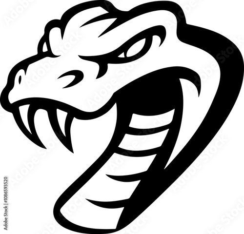 Illustration of cobra snake in engraving style. Design element for logo, label, emblem, sign, badge. Vector illustration