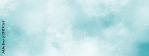 Abstract background with Clouds and Bright sky with white clouds. Blue sky with clouds and watercooler digital art painting. Background ethereal fog pastel blue with copy space