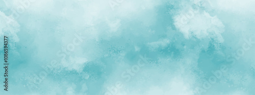 Abstract background with Clouds and Bright sky with white clouds. Blue sky with clouds and watercooler digital art painting. Background ethereal fog pastel blue with copy space