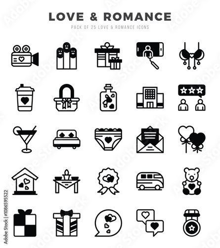 Love & Romance Lineal Filled icons. Vector Lineal Filled illustration.