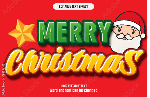 Merry Christmas editable text effect 3d embos Cartoon photo