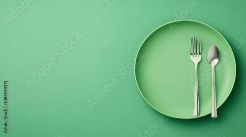 Banana on a green plate, dietconscious meal, fresh fruit option photo