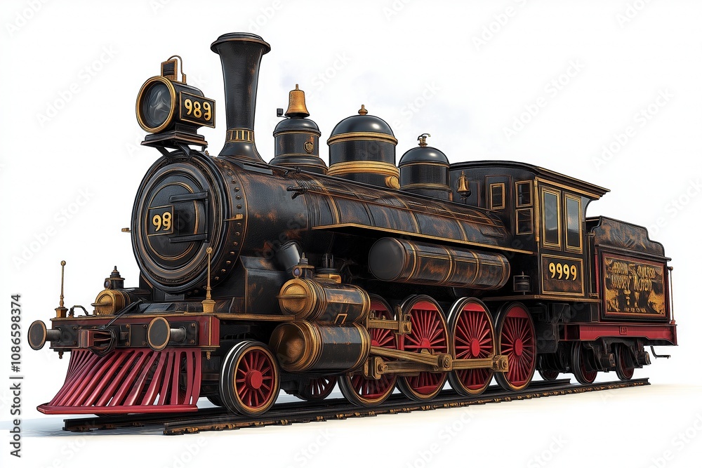 Naklejka premium Train with steam locomotive series Ov. Isolated on white a background