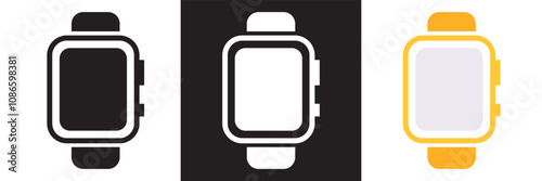 Smartwatch icon.  Smartwatch design symbol for apps and websites.  isolated on white and black background. vector illustration. EPS 10