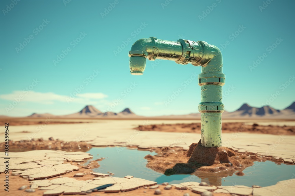 Fototapeta premium Dansaekhwa Dreams: Water Drops in a Brown and Blue Landscape