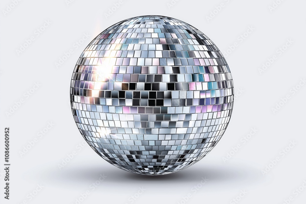 Obraz premium silver disco ball , holiday props, isolated on a white background