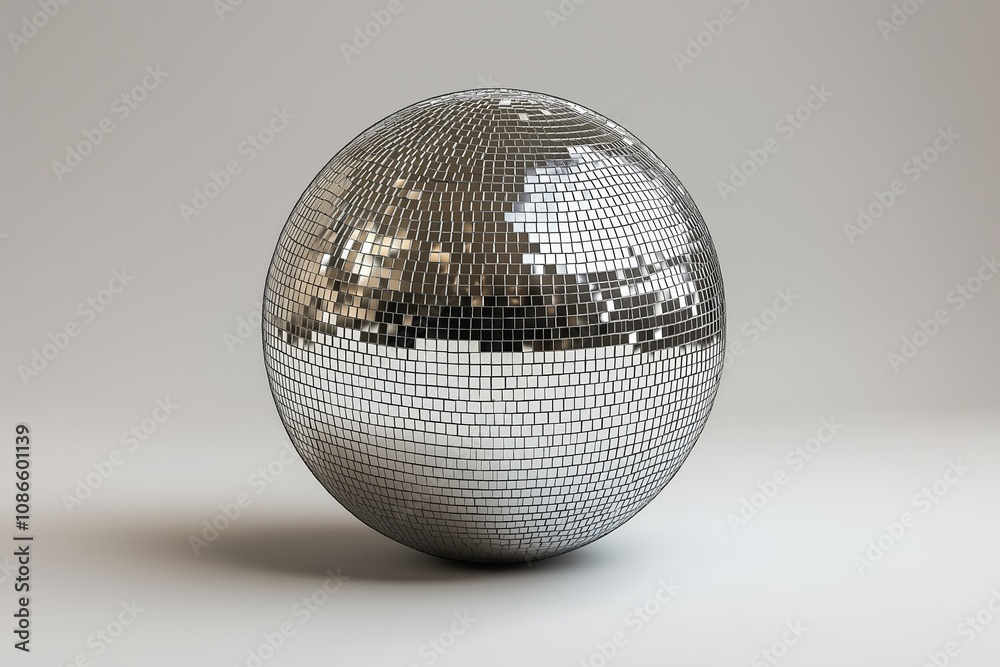 silver disco ball , holiday props, isolated on a white background silver disco ball , holiday props, isolated on a white background