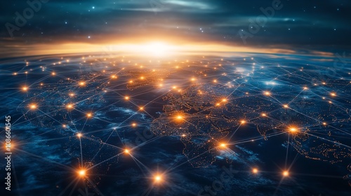 Connected World - Global Network Illuminated