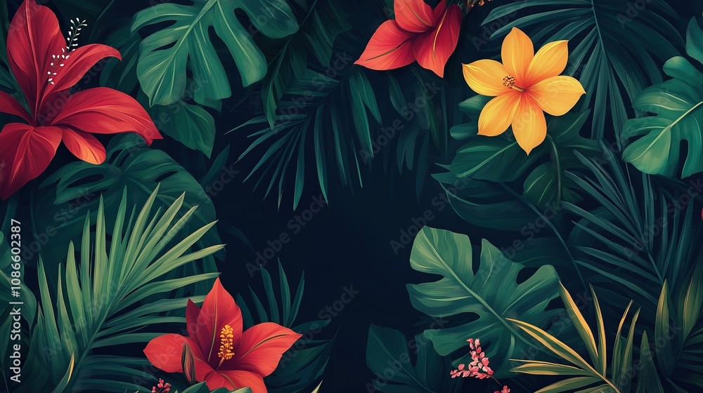 Tropical Floral Background for Summer Vibes Tropical Floral Background for Summer Vibes