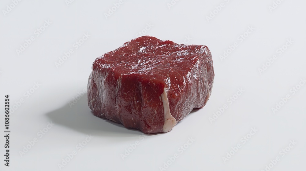 Raw Beef Meat on White Background - 16K Resolution