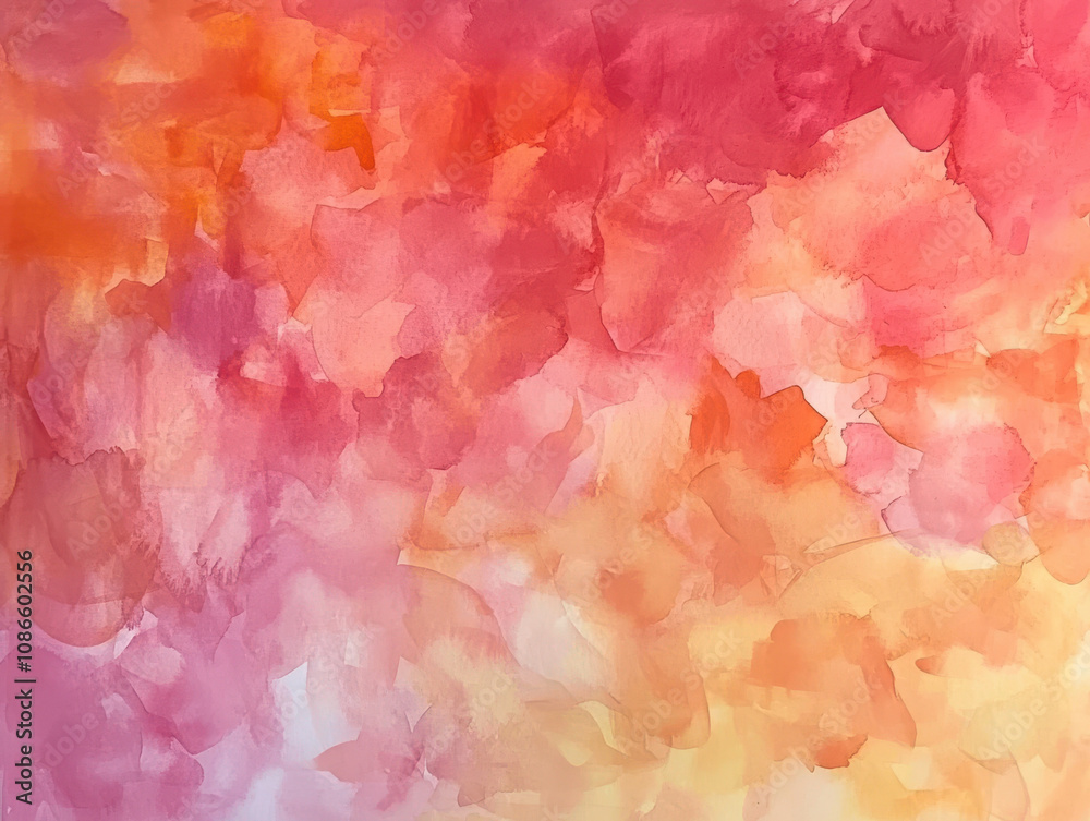 Fototapeta premium Abstract peach orange watercolor background texture. Vibrant watercolor blend of peach and orange hues