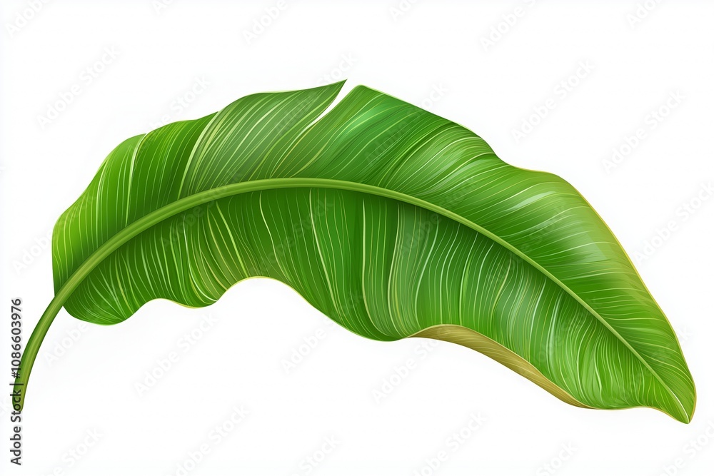Fototapeta premium Set of tropical leaves isolated on white background. Tropical leaves exotic foliage.