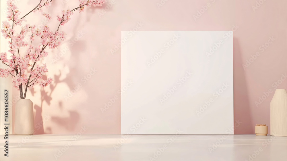 A clean and modern wedding welcome sign mockup on a 36 x 24-inch canvas, staged in front of a subtle blur of floral hues. The soft focus on the flowers brings attention to the blank sign, emphasizing A clean and modern wedding welcome sign mockup on a 36 x 24-inch canvas, staged in front of a subtle blur of floral hues. The soft focus on the flowers brings attention to the blank sign, emphasizing