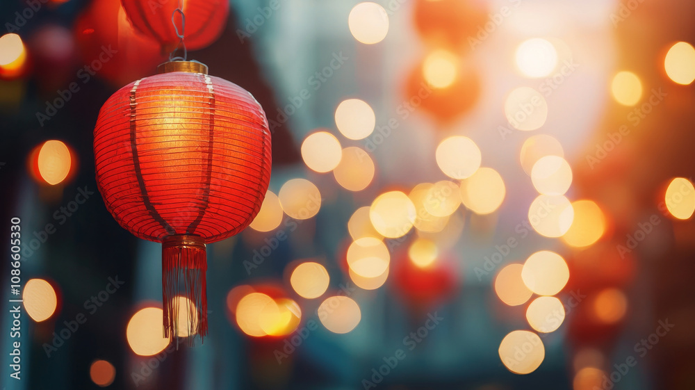 Red lanterns glowing beautifully during festive celebration
