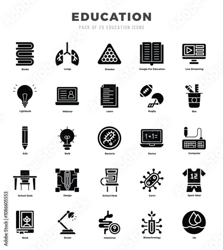 Set of Education Icons. Simple line art style icons pack.