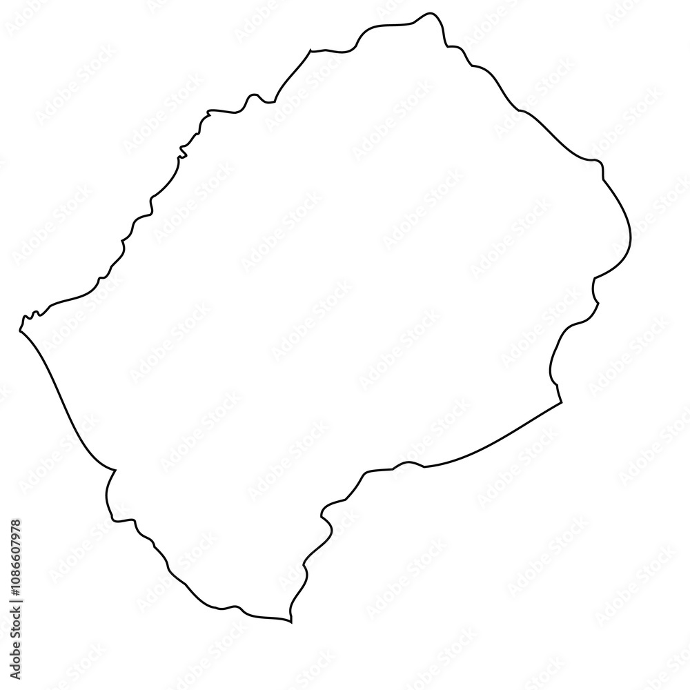 lesotho map outline isolated on transparent background lesotho map outline isolated on transparent background