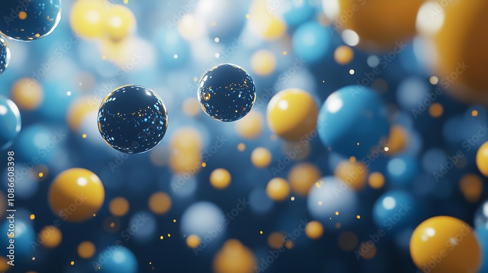 Abstract colorful background with water drops and bokeh lights. Concept of abstract art, texture, and design