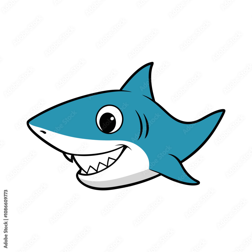 shark cartoon isolated on white