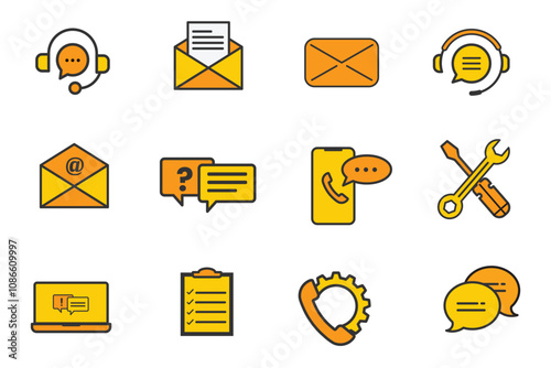 Costumer Service and Support Business Icon Set