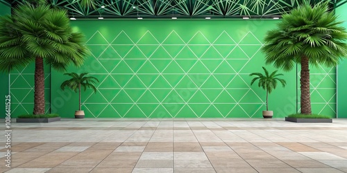 Vibrant green background with geometric shapes, boldcolor, comicbookstyle, greenbackground photo