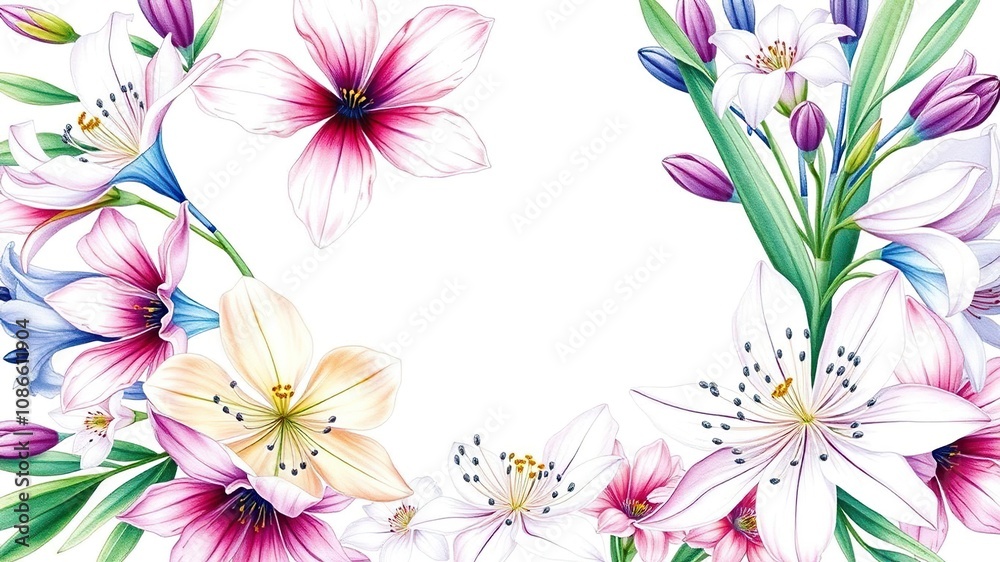Obraz premium Watercolour floral arrangement with agapanthus, floral arrangements, watercolour art