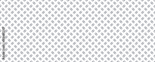 Diamond plate metal seamless pattern. Diamond structure texture. Metal construction background. Geometric diagonal tread stainless floor. Vector illustration isolated on white background.