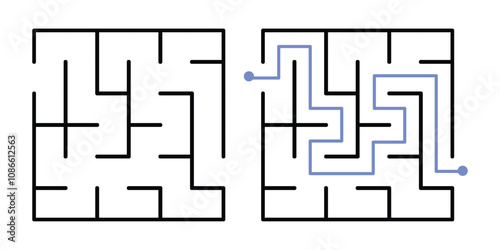 Labyrinth Maze Game with Answer. Kids Logic Game