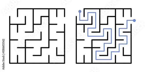Labyrinth Maze Game with Answer. Kids Logic Game