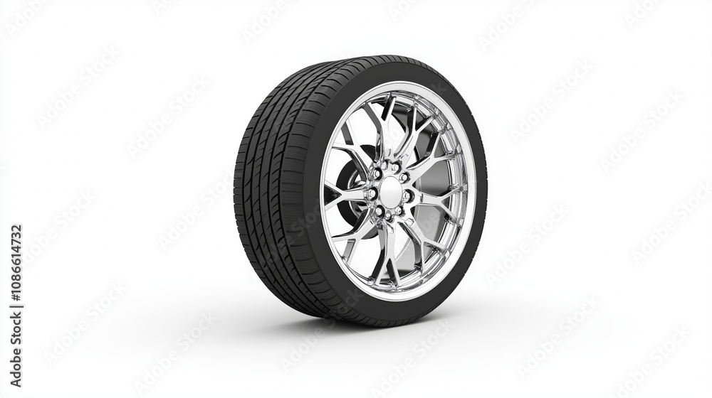 White wheel on off road tire isolated on white background with clipping path White wheel on off road tire isolated on white background with clipping path