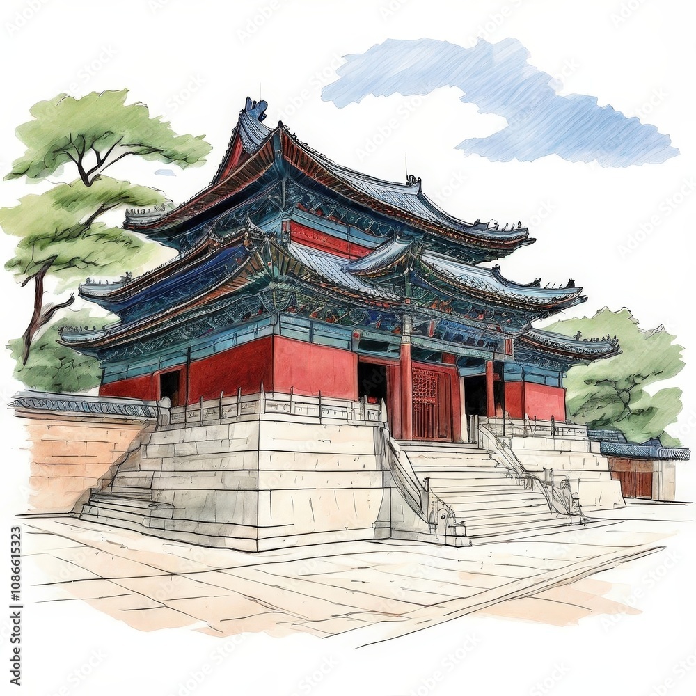 the AI Image Generator, Japanese Temple Pencil Drawing the AI Image Generator, Japanese Temple Pencil Drawing
