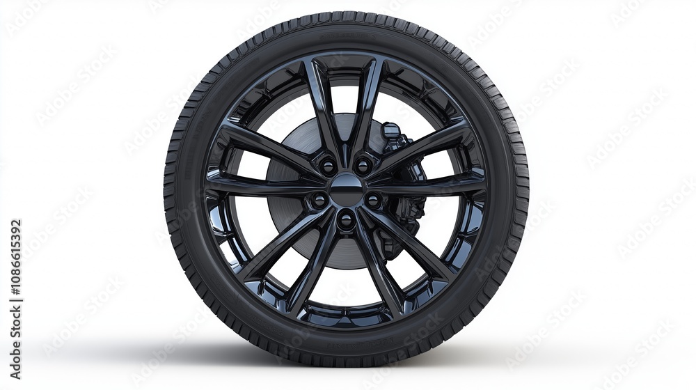 White wheel on off road tire isolated on white background with clipping path White wheel on off road tire isolated on white background with clipping path