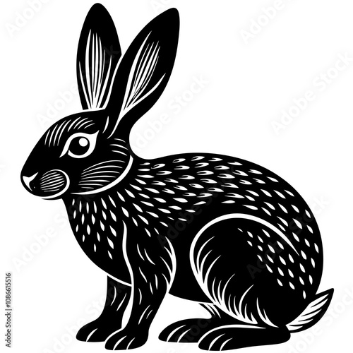 black and white rabbit