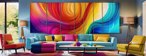 colorful sofa in a room