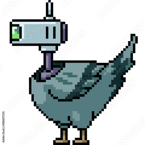 pixel art of pigeon spy camera