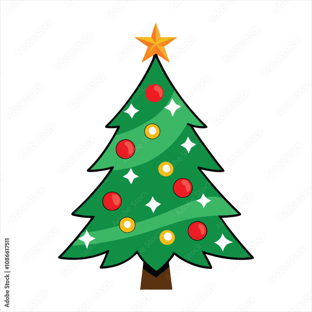 Christmas tree isolated on a white background. Colorful winter trees collection for holiday Xmas and New Year. Vector illustration Christmas tree isolated on a white background. Colorful winter trees collection for holiday Xmas and New Year. Vector illustration