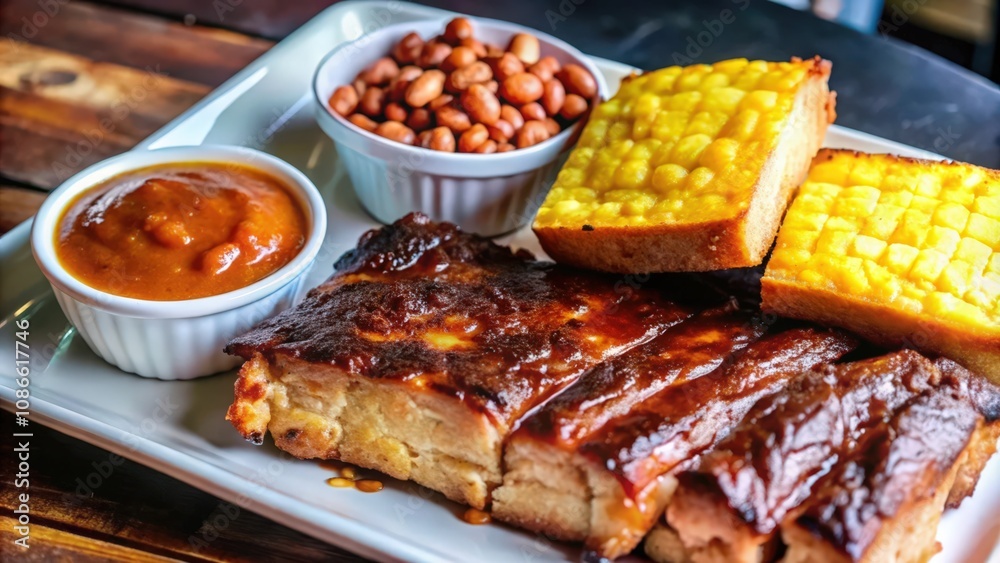 Barbecue Ribs with Cornbread and Peanut Sauce Barbecue Ribs with Cornbread and Peanut Sauce