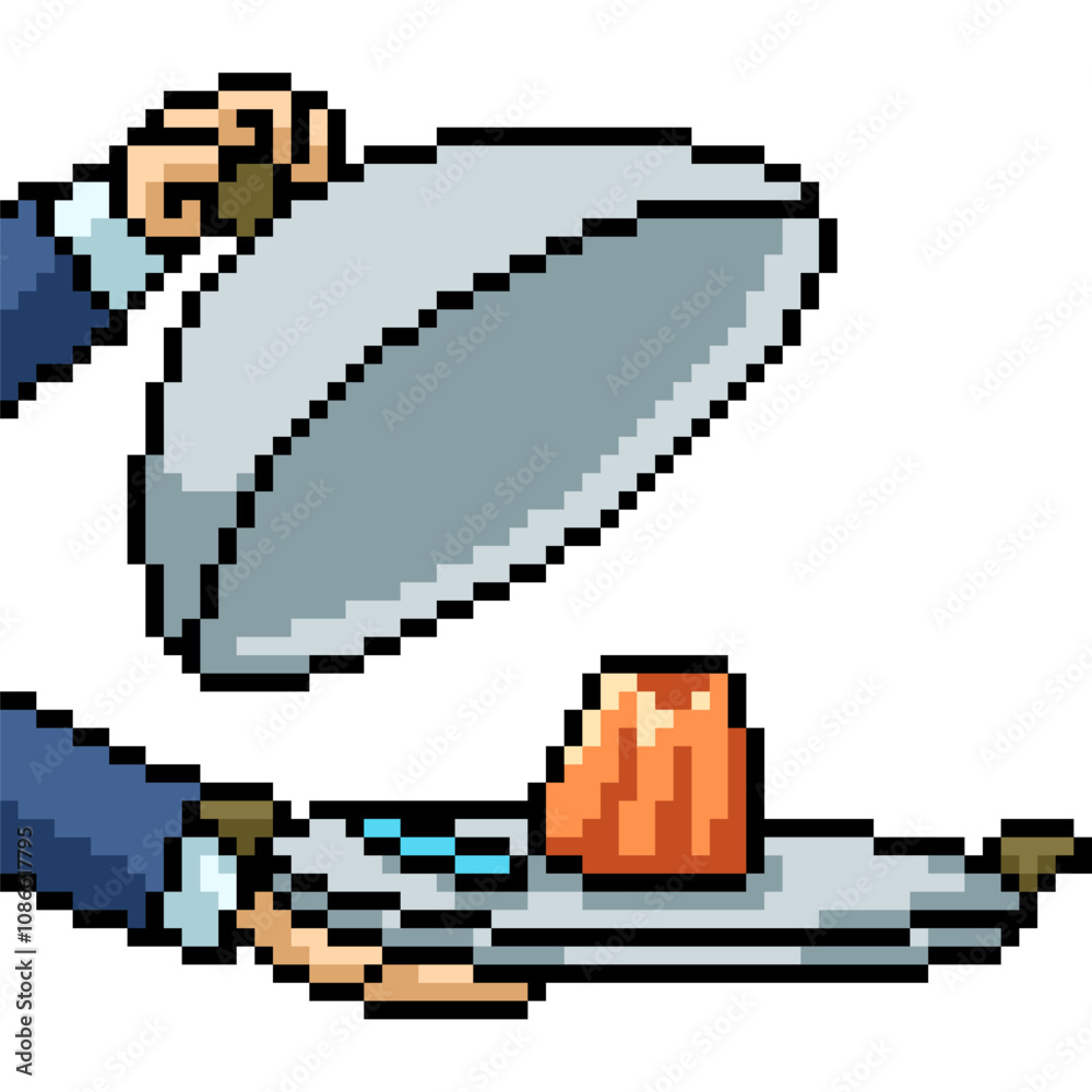 Fototapeta premium pixel art of pudding snack serve