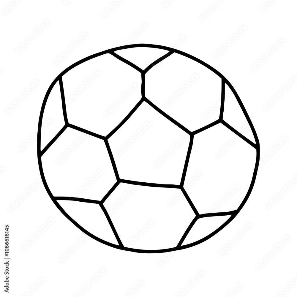 Fototapeta premium Soccer ball in doodle style. Vector isolated on white background.