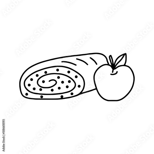 German strudel in doodle style. Vector isolated on white background