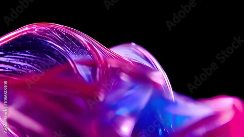 Abstract Flexible Glass Background twisting and folding in Pink and Blue Hues