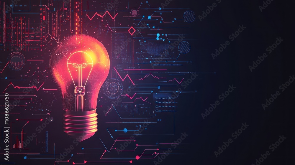 Bright Ideas for Financial Innovation - Modern Flat Lightbulb Illustration with Arrows and Business Icons Bright Ideas for Financial Innovation - Modern Flat Lightbulb Illustration with Arrows and Business Icons