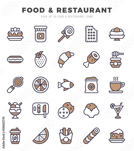 Food and Restaurant web icons in Two Color style.