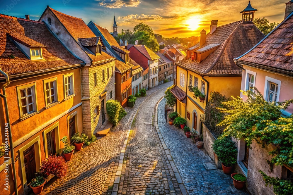 Fototapeta premium History whispers on cobblestone streets of Europe.