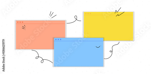 Online meeting window on computer screen. Vector collage with contemporary design for remote work, business, and freelance. Abstract digital concept