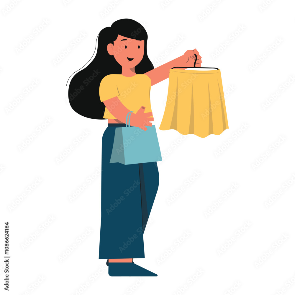 Woman Shopping Character Vector - 12 Woman Shopping Character Vector - 12
