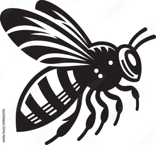 Honey bee insect silhouette vector illustration isolated on white background