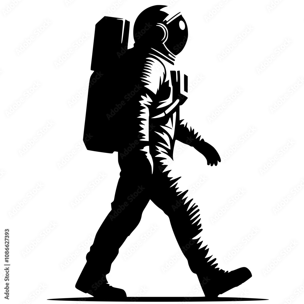 Fototapeta premium Silhouette of an astronaut walking