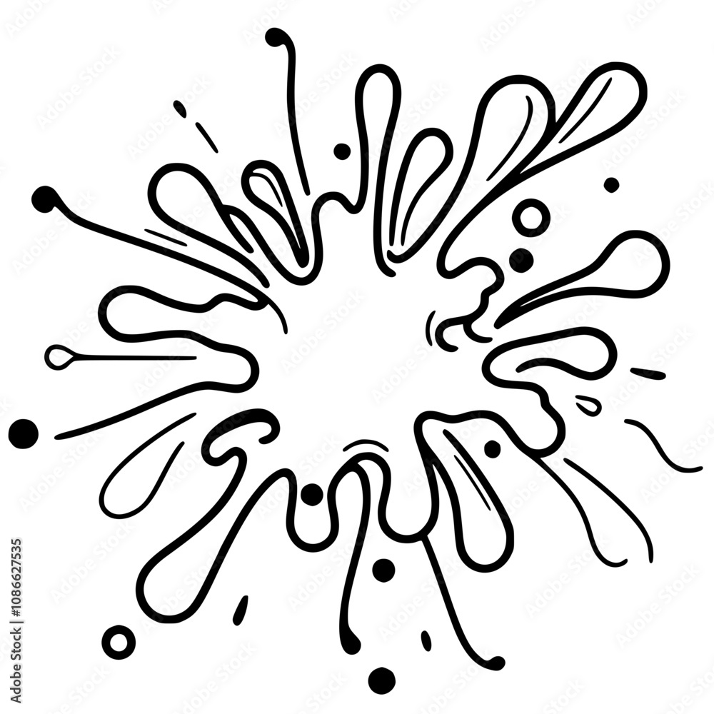 One line art abstract paint splash silhouette One line art abstract paint splash silhouette